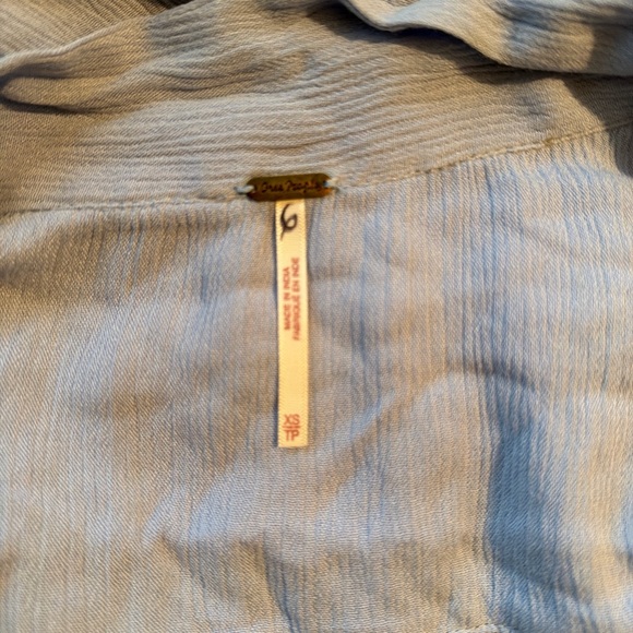 Free People Light Blue Textured Blouse - Picture 3 of 4